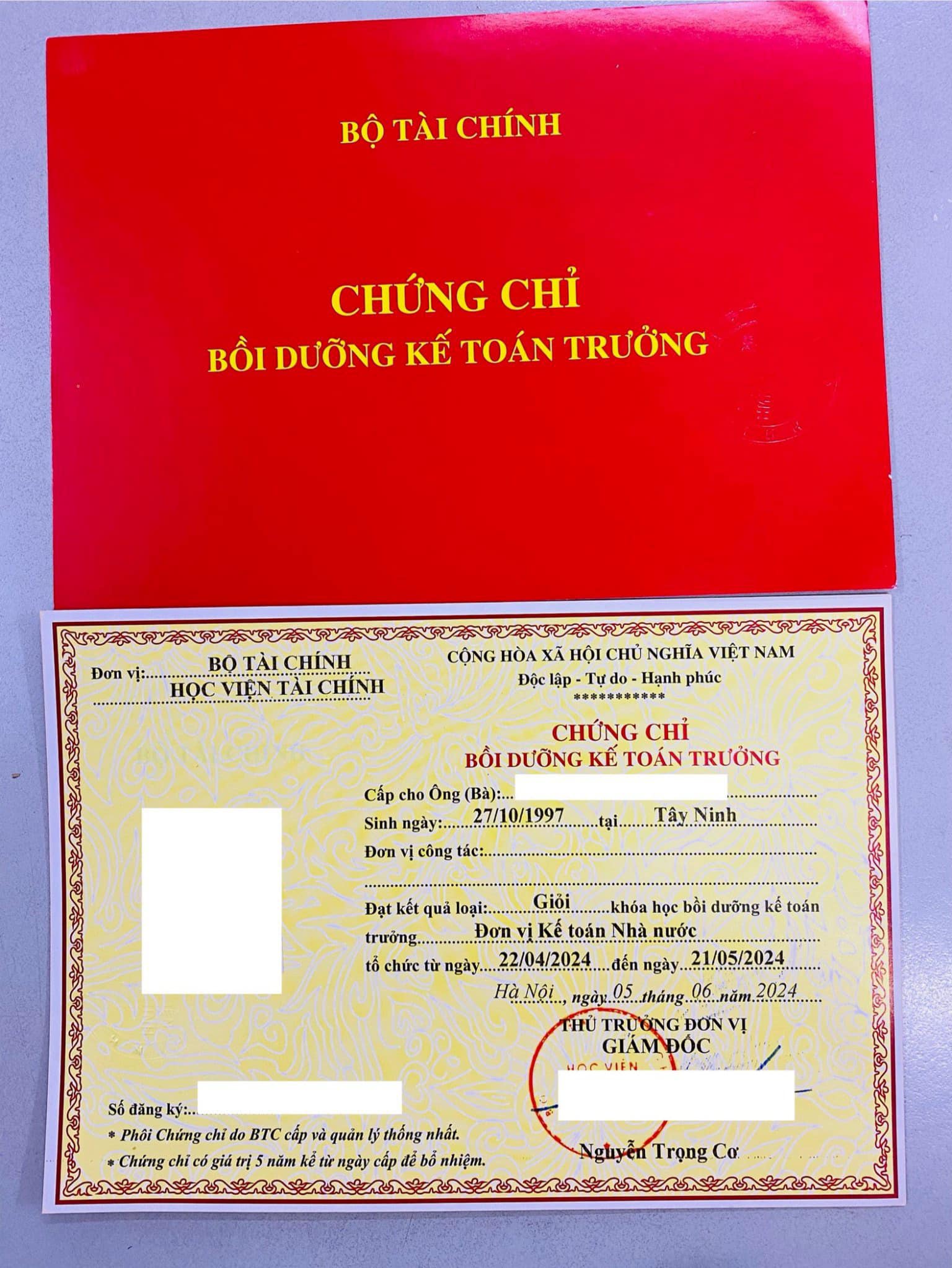 Học chứng chỉ KẾ TOÁN TRƯỞNG của Bộ tài chính để bổ nhiệm